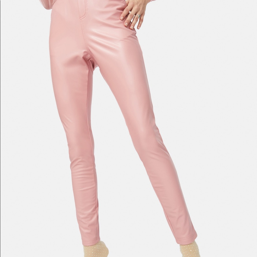 Pink vegan leather pants